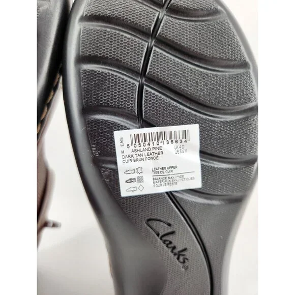 Clarks Women's Size 6.5 M Ashland Dark Tan Leather Pine Boots - Picture 12 of 13